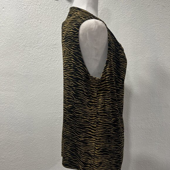 French Laundry Slinky Top Size L Animal Print Sleeveless Cowl Neck Acetate Blend - Picture 5 of 11
